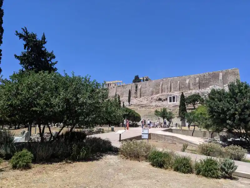 Landscape view of the Acropolis and its north fortification wall